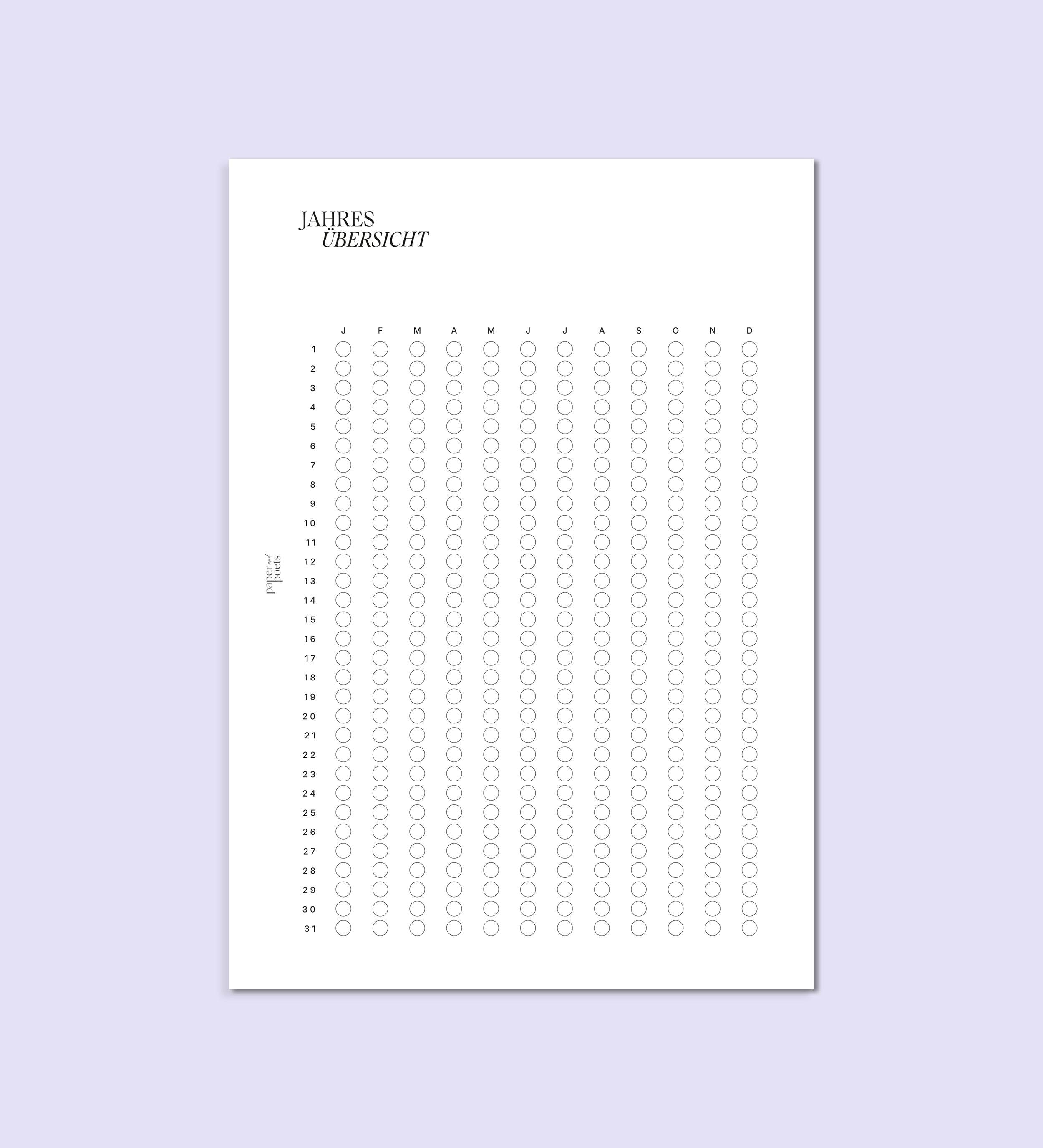 Jahresstatistik + Jahrestracker – Einlegeblatt