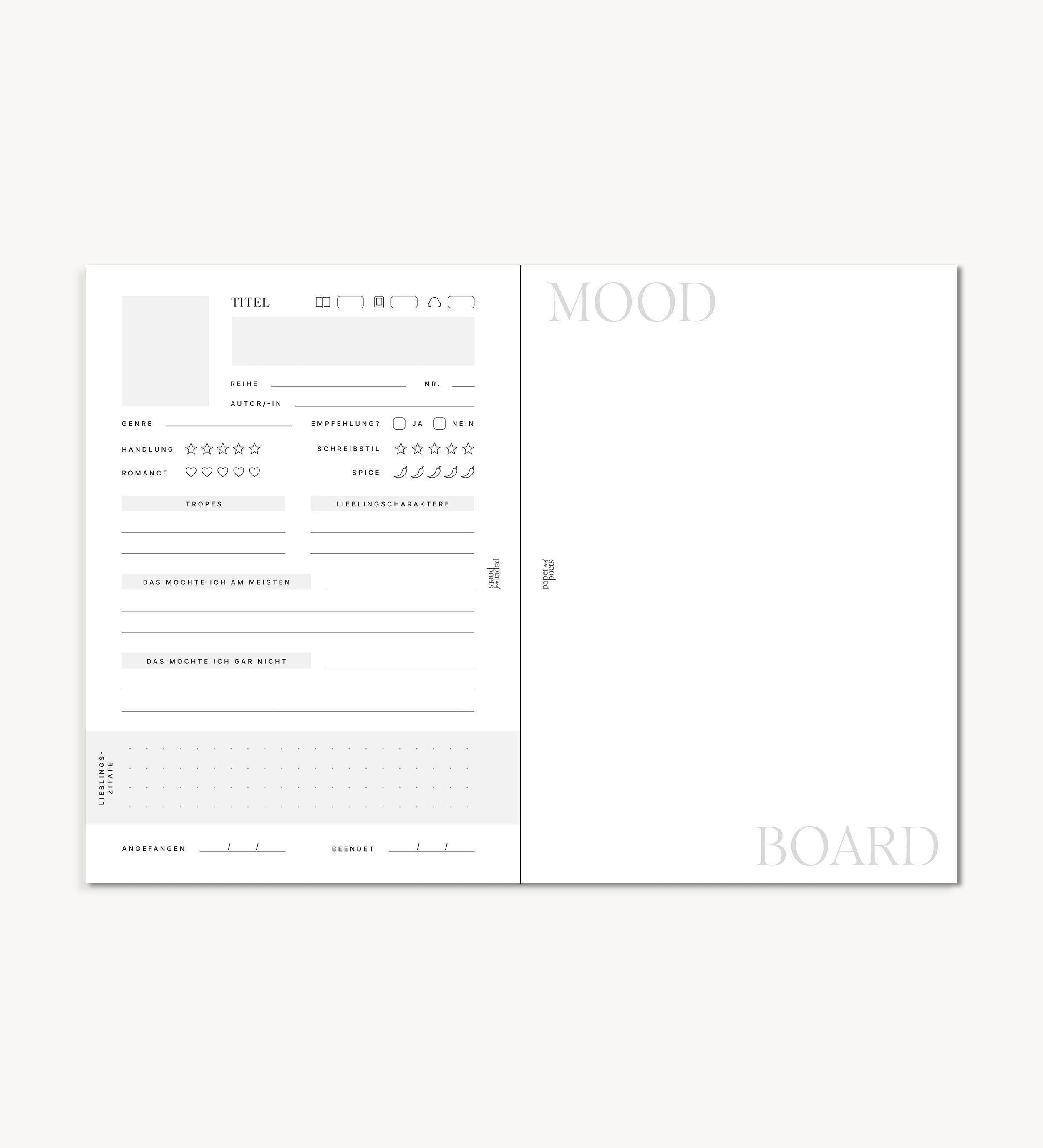 Double-page review with mood board – "Built Your Own Bookjournal" insert