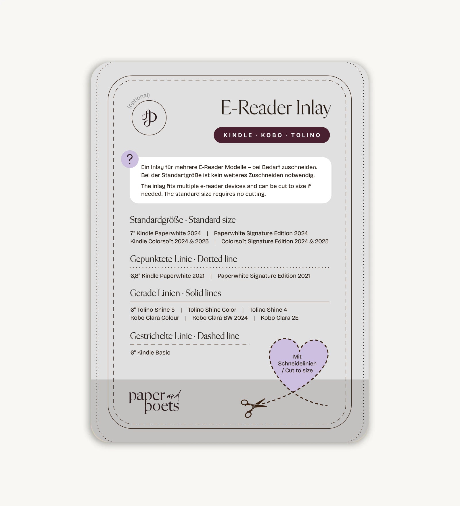 "Dark Romance" e-reader inlay