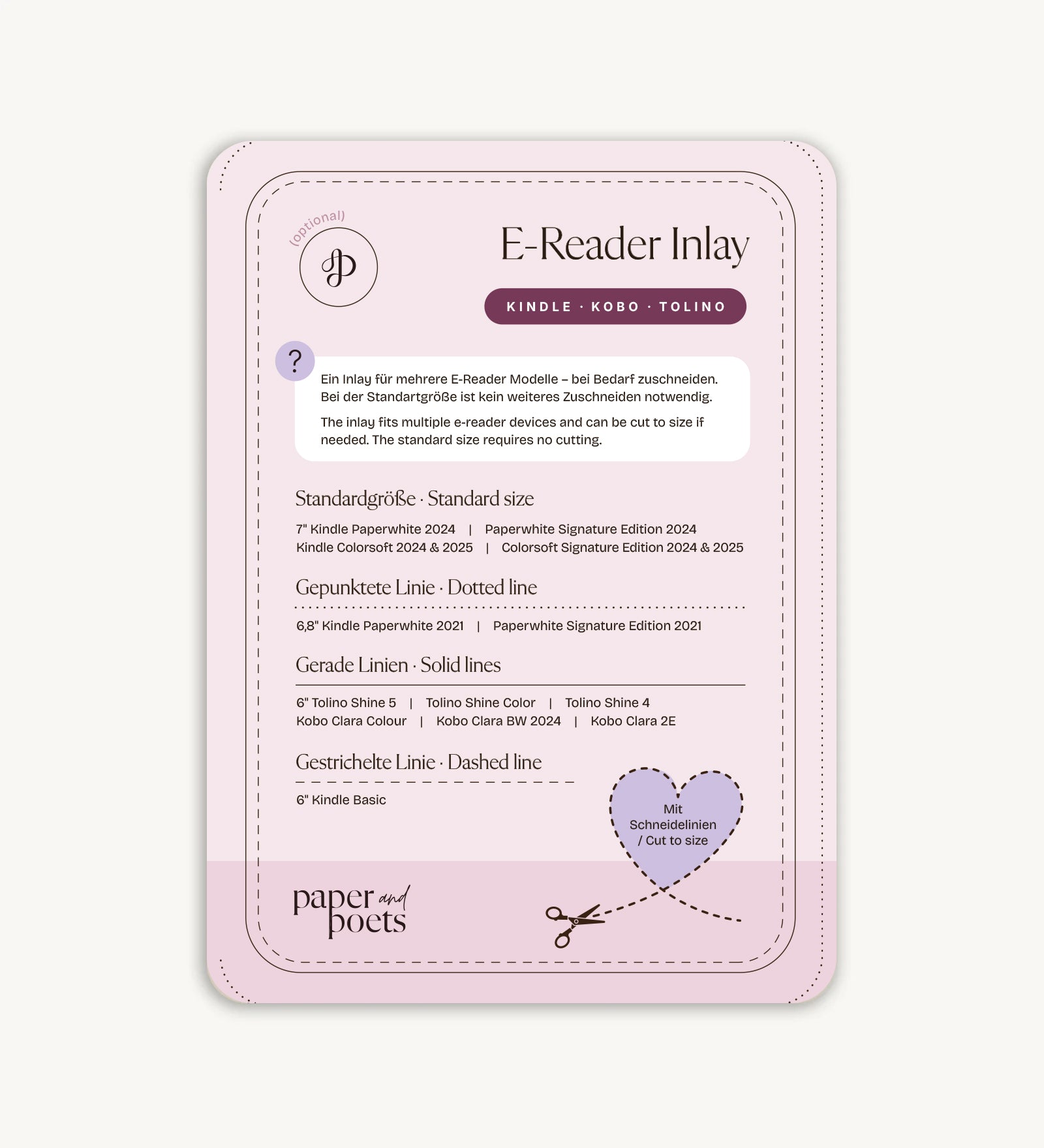 "Book Babe" E-Reader Inlay