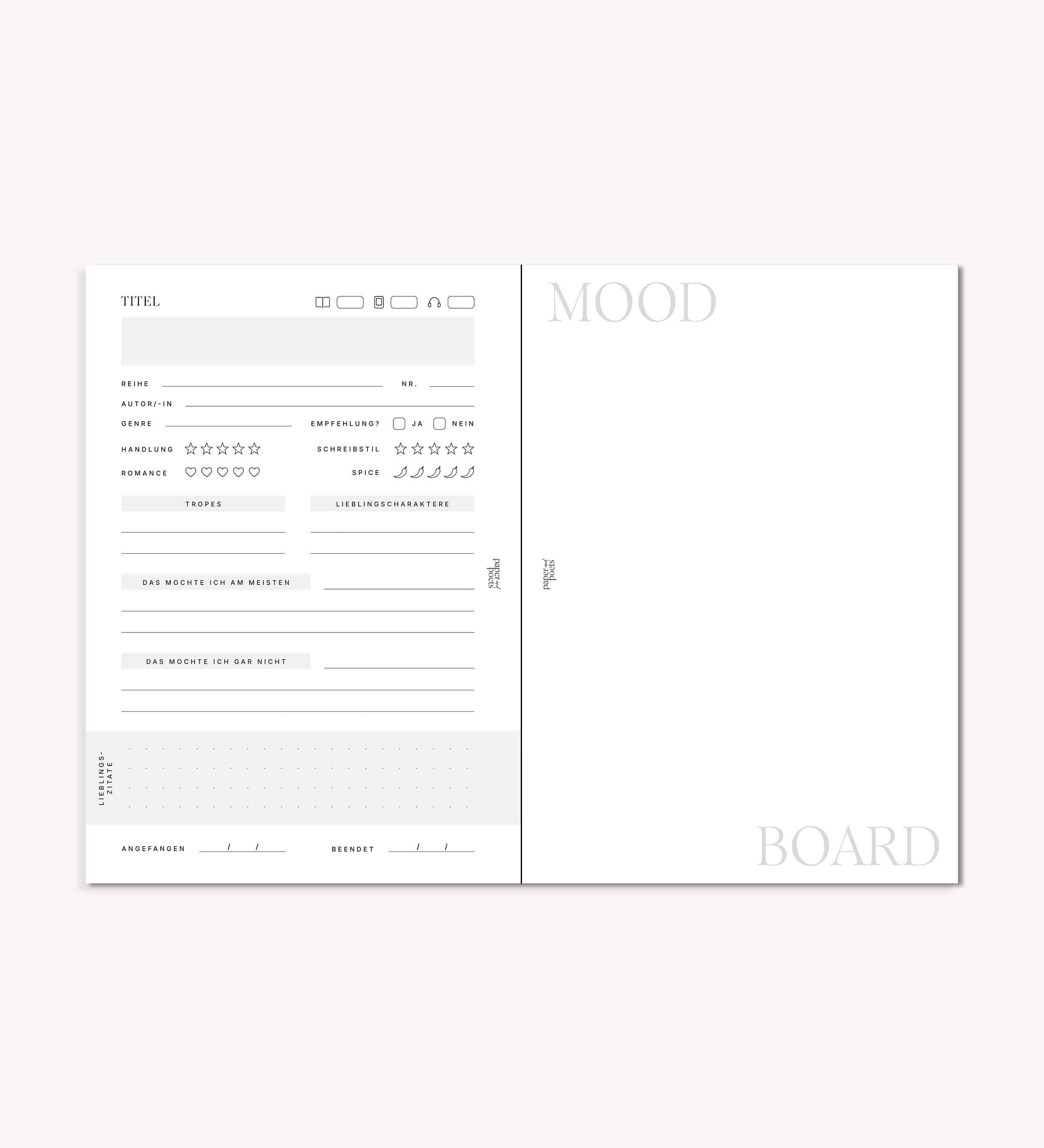 Rezension mit Moodboard – Einlegeblatt