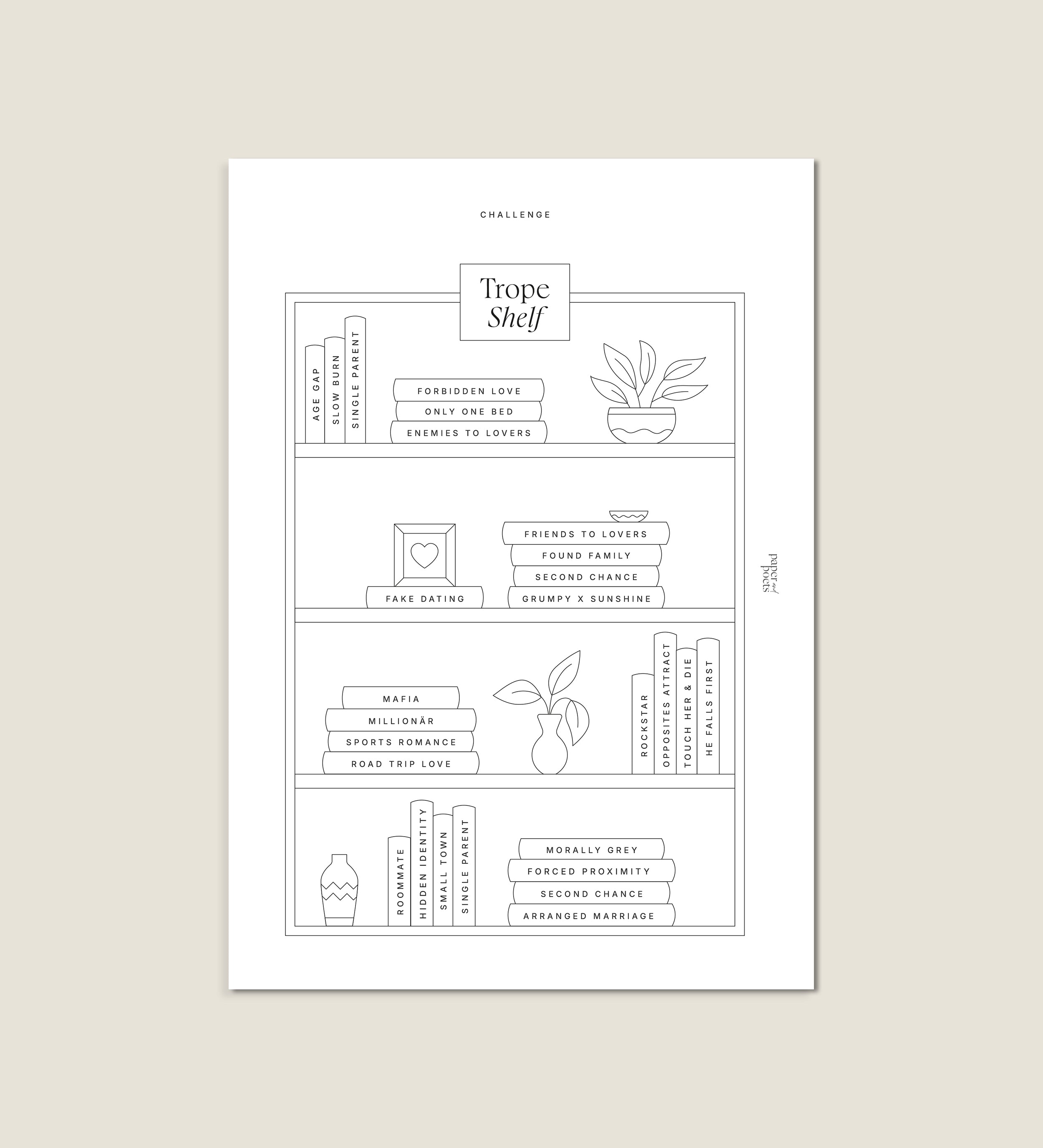 Book Bingo & Tropeshelf – Einlegeblatt